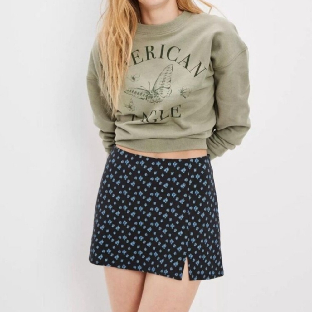 American Eagle Black and Blue Women's Skort Slit Front Size XS